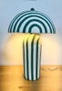 Green Stripes Paper Mache Lamp S2