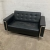 Black Leather Loveseat with Steel Frame