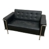 Black Leather Loveseat with Steel Frame