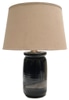 Table Lamp Base; pottery black glaze with brown horizontal drip