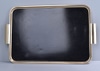 Rectangular Gold Tone Ribbed Edge Serving Tray