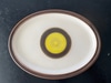 Oval Platter, Brown Rim, Bright Yellow Circle In Center