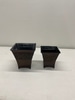 Small Graduated Square Metal Footed Vases