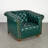 Green Leather Chesterfield Armchair
