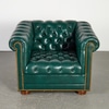 Green Leather Chesterfield Armchair