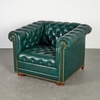 Green Leather Chesterfield Armchair