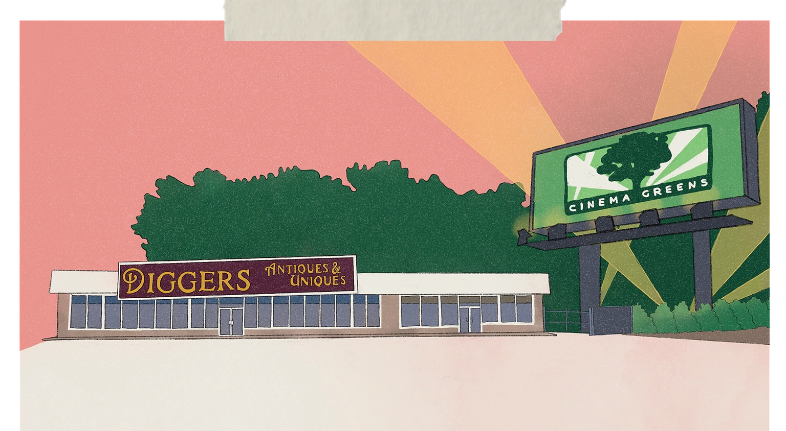 Illustration of Cinema Greens at Diggers Antiques
