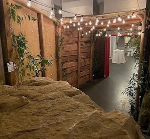 Faux Rock and Greenery Event Entrance