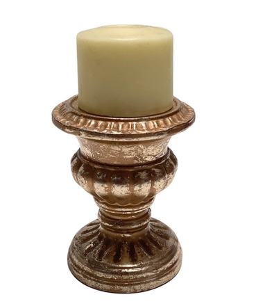 main photo of Candle Holder, Gold: Distressed, ceramci