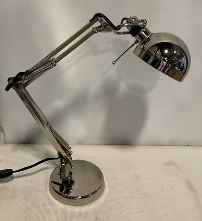 main photo of Desk Lamp, chrome, round shade, adjustable arm, 6x15x17"