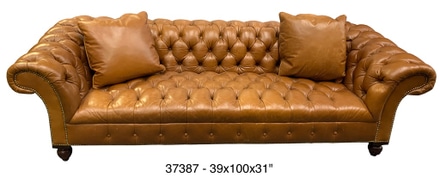 main photo of Couch, Sofa, tufted, tan, leather