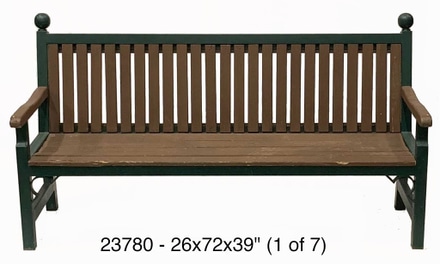 main photo of Park Bench, green metal and brown wood