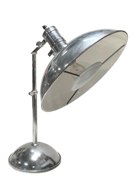 main photo of Table Lamp; chrome, looks like a studio light