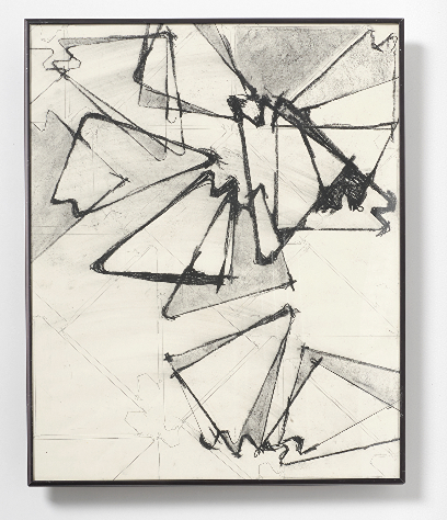 main photo of Abstract Painting in Charcoal with Geometric Shapes