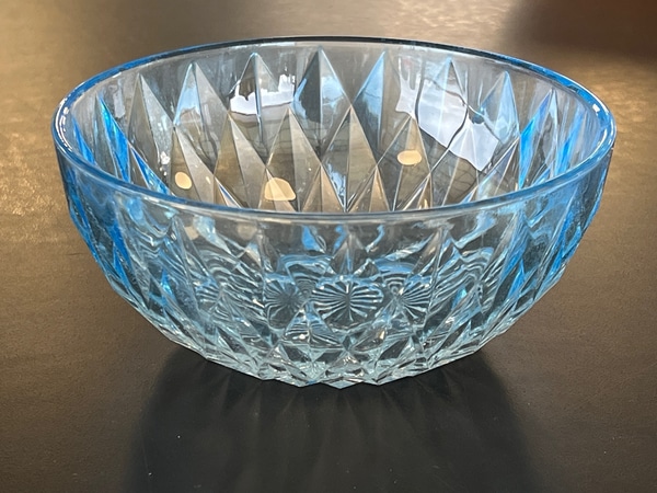 main photo of blue jewel cut medium glass bowl