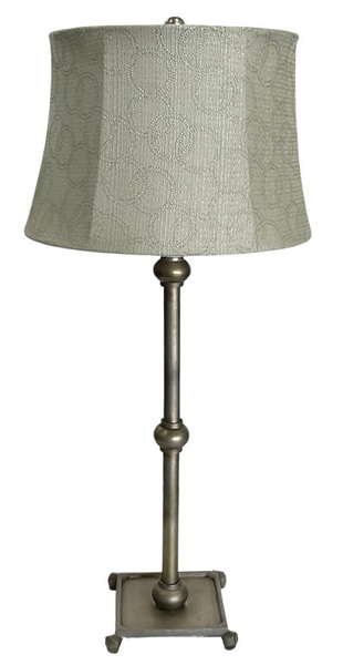 main photo of Table Lamp Base; Pewter, beaded post with square footed base,