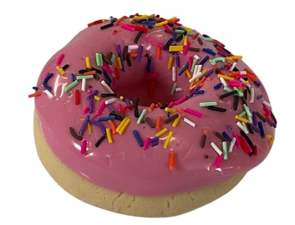 main photo of Donut; Cleared, pink glazed, multi colored, confetti