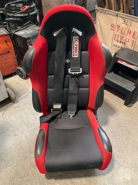 main photo of auto racing seat red black