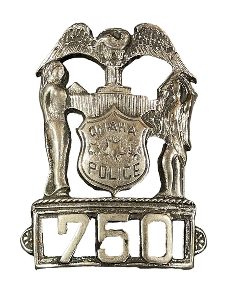 main photo of Period Omaha Officer Hat Badges x8