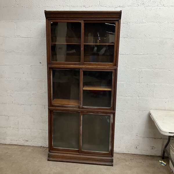 main photo of Antique Wooden Glass Front Bookcase