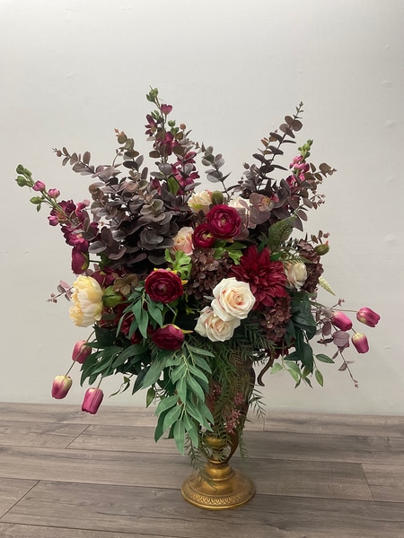 SILK Large vintage burgundy and cream arrangement main photo of SILK Large vintage burgundy and cream arrangement