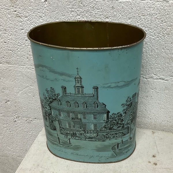 main photo of Vintage Colonial Scene Trash Can