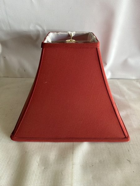 main photo of Lamp Shade, red, square base, bell shape, 12x9.5"