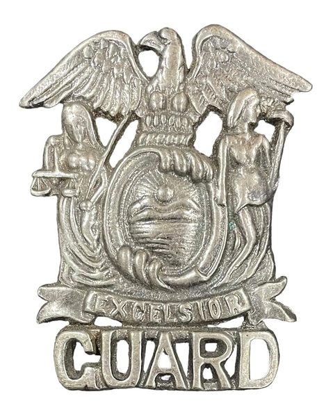 main photo of Period Silver Excelsior Guard Hat Badges x4