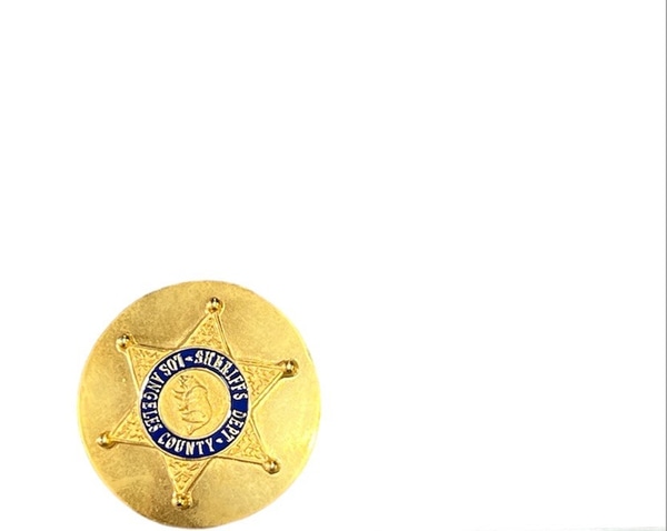 main photo of Gold & Blue LA County Sheriffs Dept. Hat Badges x8