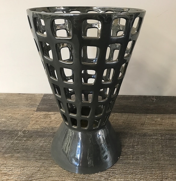 Gray Ceramic Woven Cone Vase main photo of Gray Ceramic Woven Cone Vase