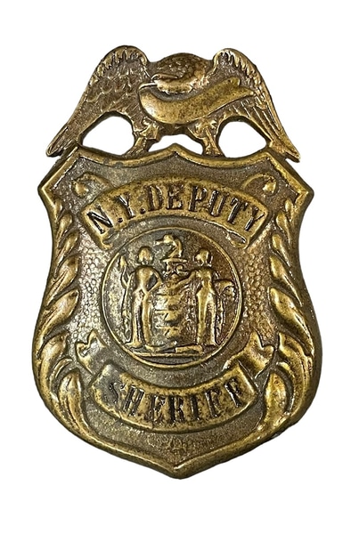 main photo of Period Gold New York Deputy Sheriff Badges x2