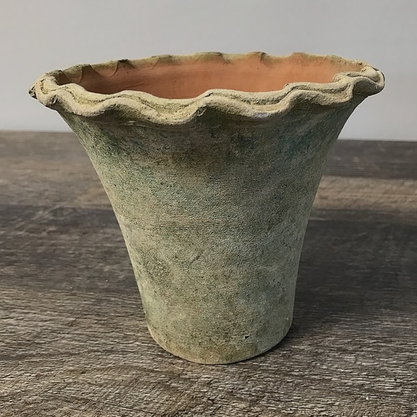 Aged Terracotta Waved Rim Vase D main photo of Aged Terracotta Waved Rim Vase D