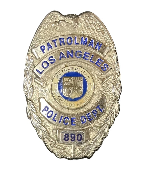 main photo of Silver LAPD Patrolman Badges x2