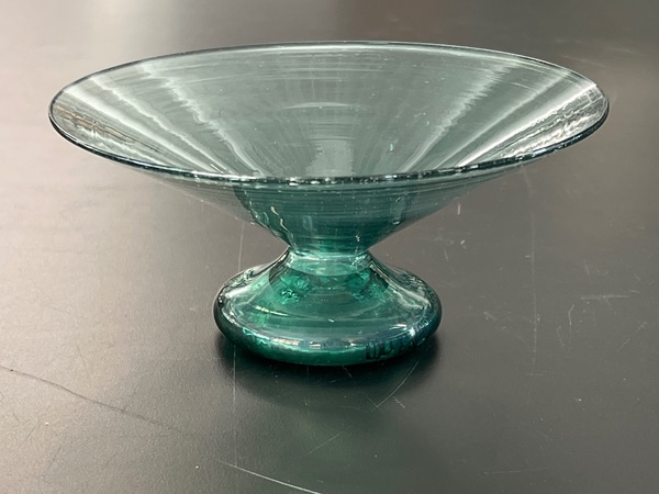 main photo of hand blown Footed Shallow V-Shape Bowl