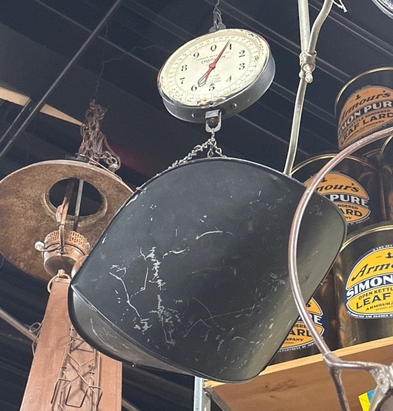 main photo of Vintage Hanging Scale with Metal Basket