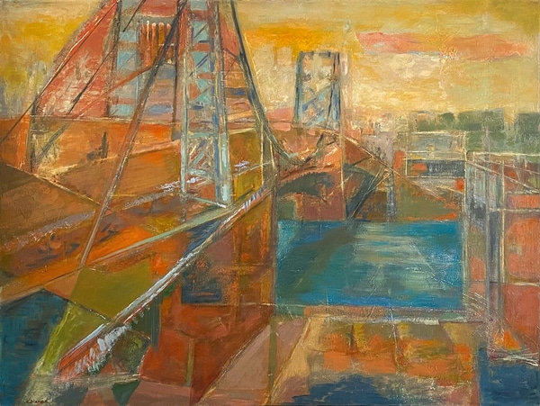 main photo of DIACAT-Orange Steel Bridge 36x48"