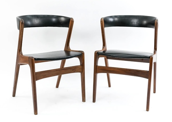 main photo of Mid-Century Danish Modern teak chairs-black