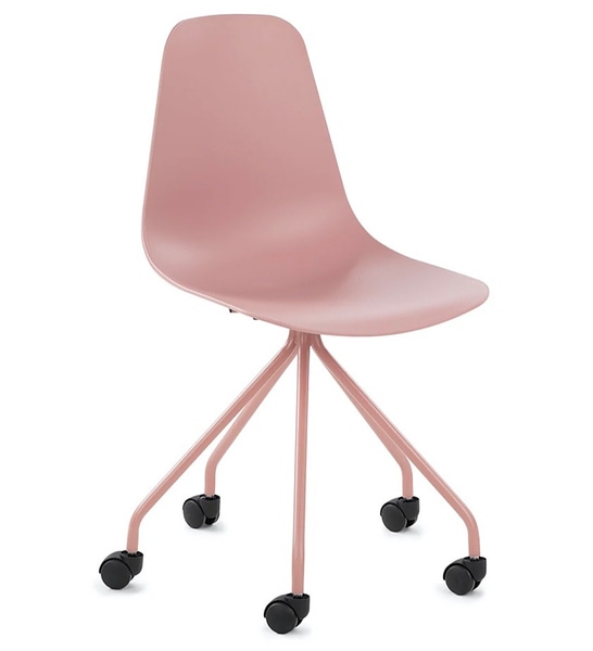 main photo of Office/desk chair; Svelti pink molded plastic, five casters