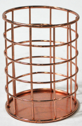 main photo of Pencil Cup, rose gold metal, open squares,