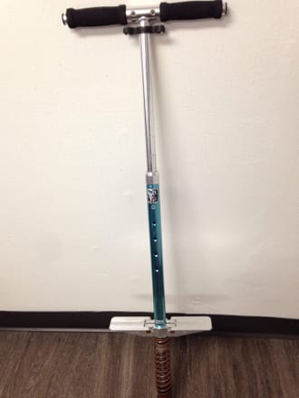 main photo of pogo Stick; Blue and Silver