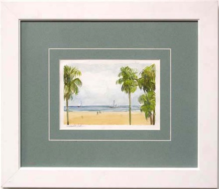 main photo of Cleared Painting on Paper; Four Palm Trees by Beach