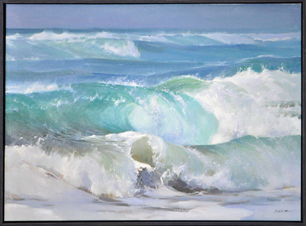 main photo of Cleared painting on canvas; crashing waves