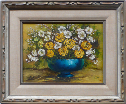 main photo of Cleared Painting, canvas, White Flowers & Yellow Roses