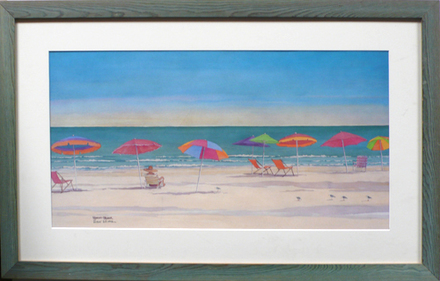 main photo of Cleared Print; Watercolor Chairs & Umbrellas on Beach