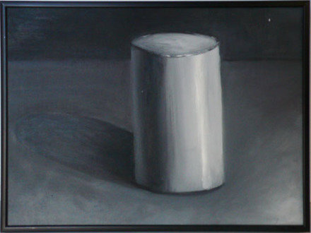 main photo of Cleared Painting on Artist Board,  black & white of cylinder