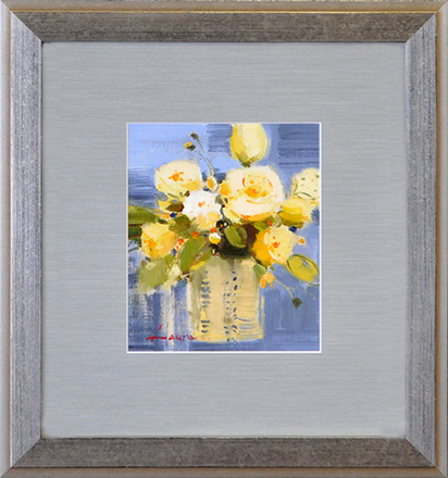 main photo of Cleared painting, canvas; bouquet of yellow roses in tall yellow