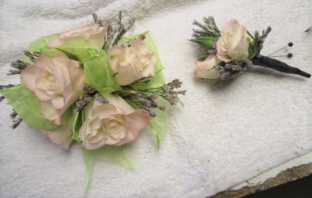 main photo of Fresh Floral Blush Corsage and Boutonniere
