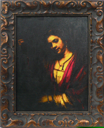 main photo of Cleared Painting, canvas, Portrait of Woman Dressed red