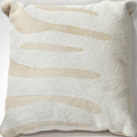 main photo of Pillow; zebra print, genuine hide with solid cream back side,