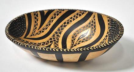 main photo of Vase Wood With Black Leaf Pattern